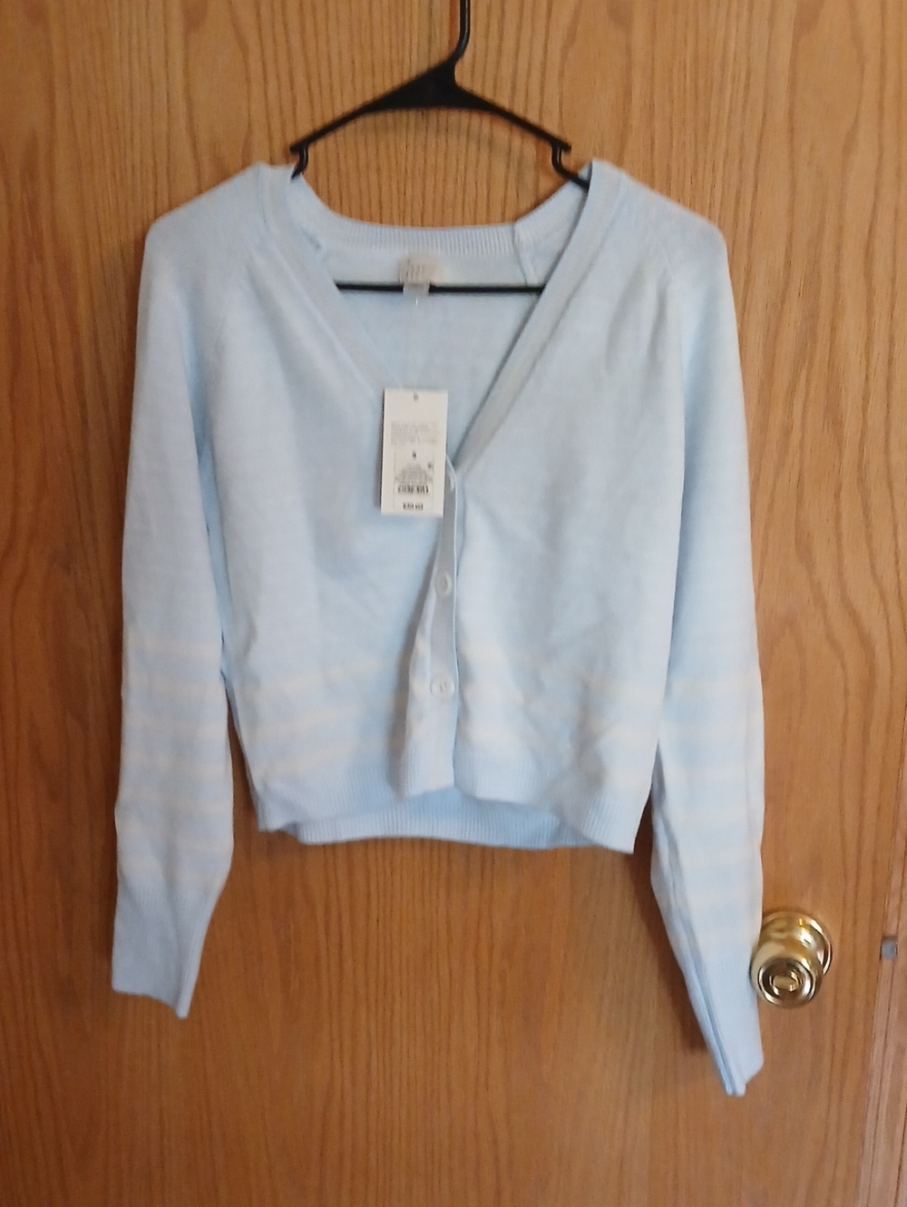 a new day Light Blue Cropped V-Neck Cardigan